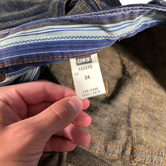 Vintage Edwin Xu Relaxed Fit Distressed Rust Wash Jeans men's size 36x31 - Picture 5 of 12